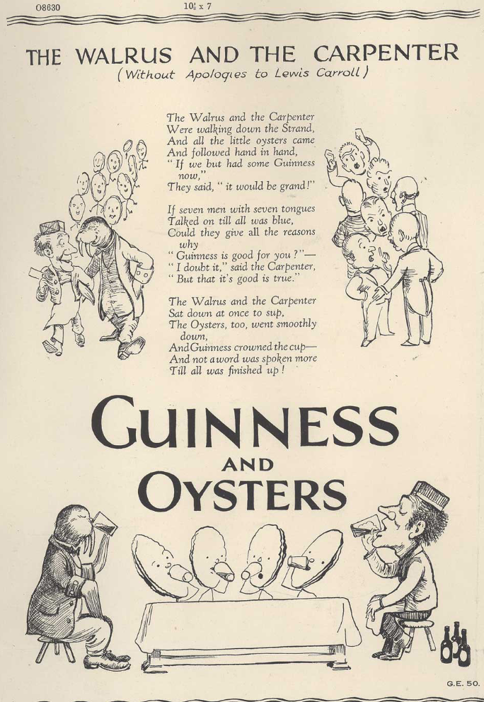 Ad in The Sketch in 1929 inspired by Lewis Carroll's Through The Looking Glass
