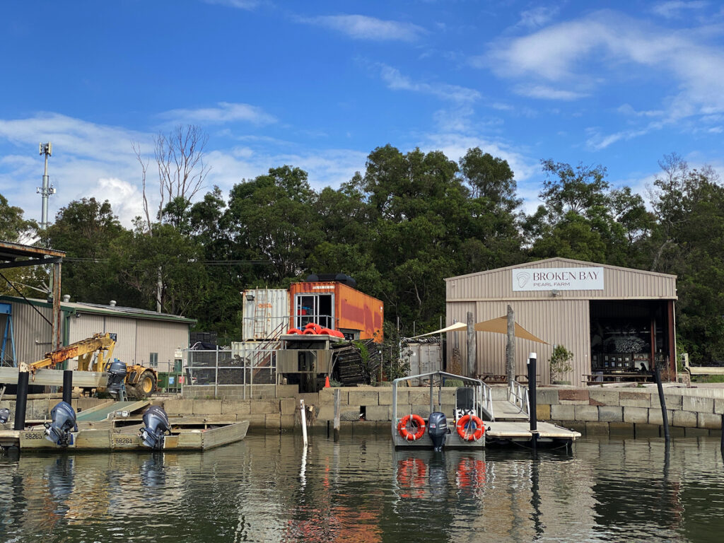 The Broken Bay Shellar Door is a revamped oyster shed in Mooney Mooney.