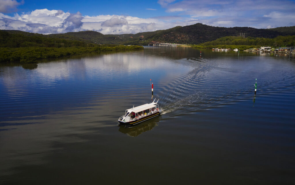 Broken Bay Pearl Farm. Cruising on the Hawkesbury to see where the pearls are farmed. Photo: James Horan.