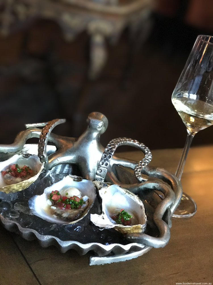 Oysters at First and Oak restaurant, Santa Barbara, USA